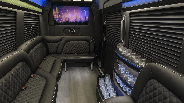 Interior of Maricopa Party Bus Company's 14 Passenger Sprinter Limousine in Maricopa