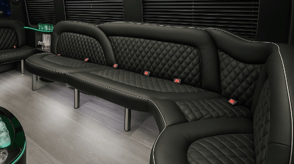 Interior of Phoenix Party Bus Company's 14 Passenger Sprinter Limousine in Phoenix