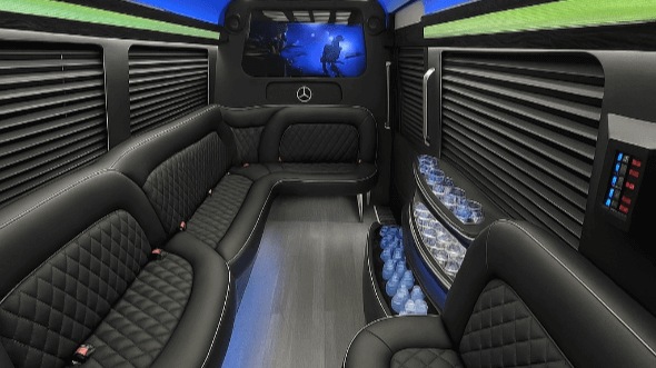 Interior of Scottsdale Party Bus Company's 14 Passenger Sprinter Limousine in Scottsdale