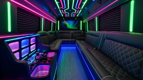 Interior of Glendale Party Bus Company's 28 Passenger Party Bus in Glendale